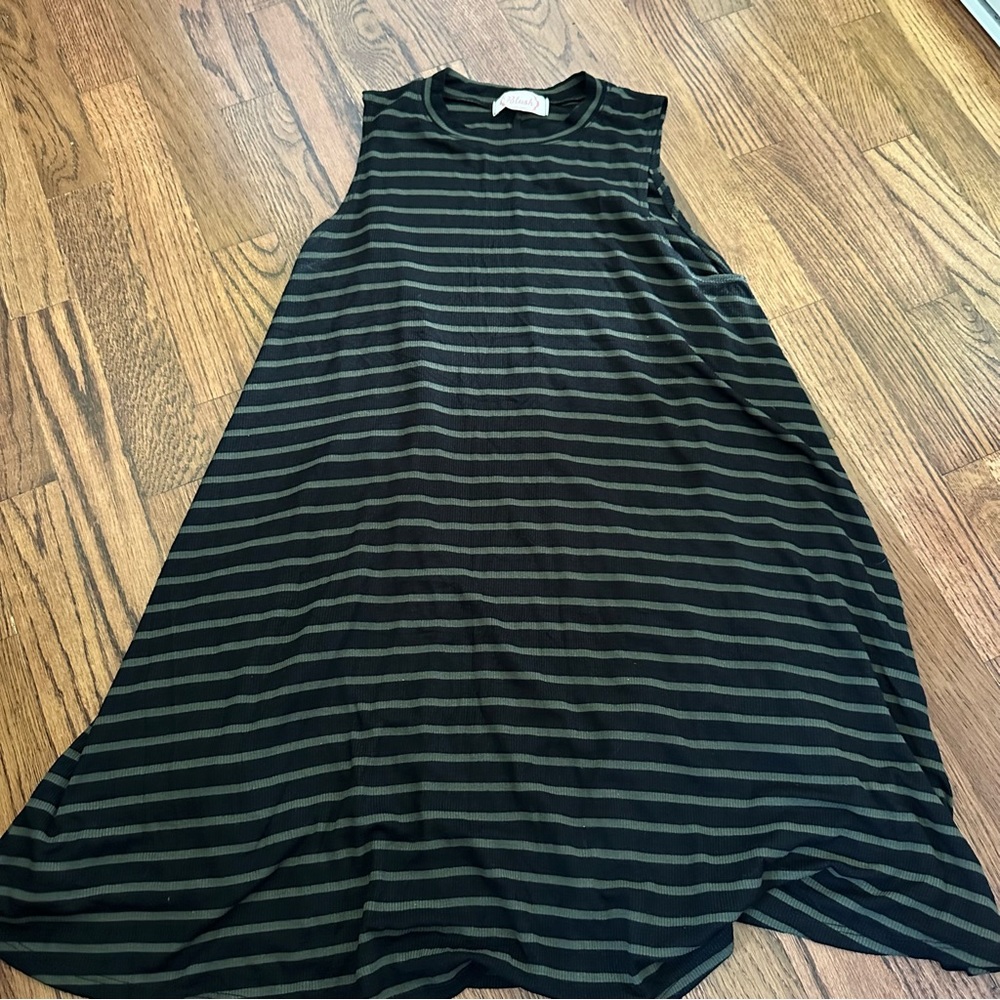 High Neck Striped Swing Dress